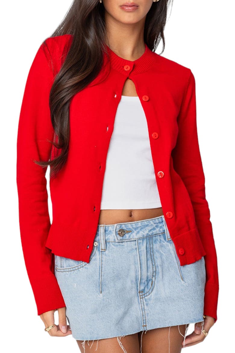 Hollie Cotton Cardigan, Main, color, RED