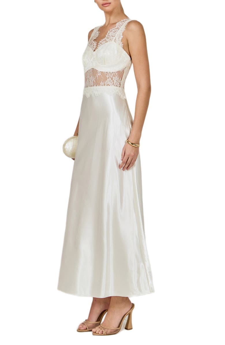 Endless Rose Lace Trim Midi Dress, Alternate, color, Ivory