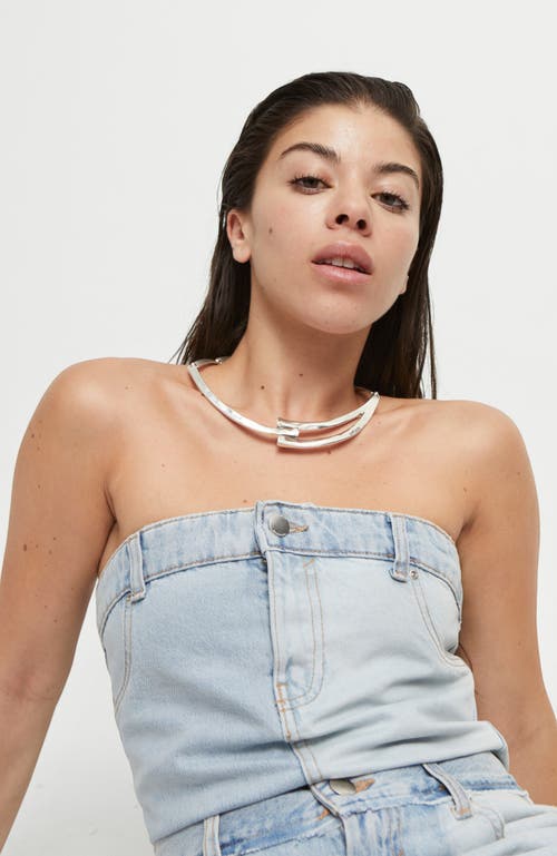 Unode50 Sculpted Choker Necklace In Metallic