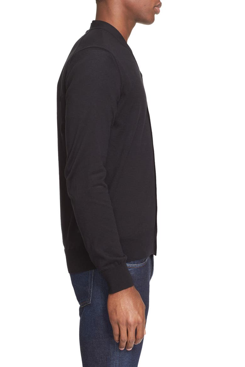 Cotton V-Neck Cardigan, Alternate, color, BLACK