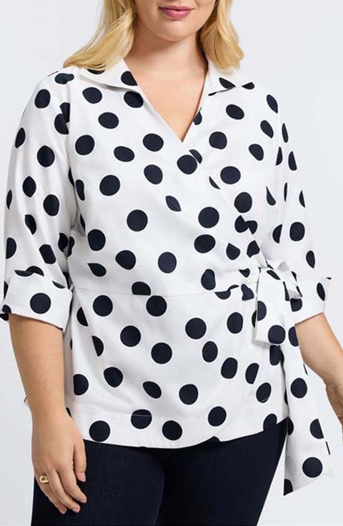 Salina Polka Dot Cotton Wrap Top