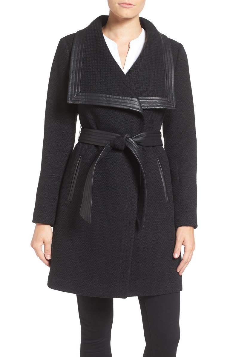 Jessica Simpson Belted Basket Weave Wrap Coat, Main, color, 