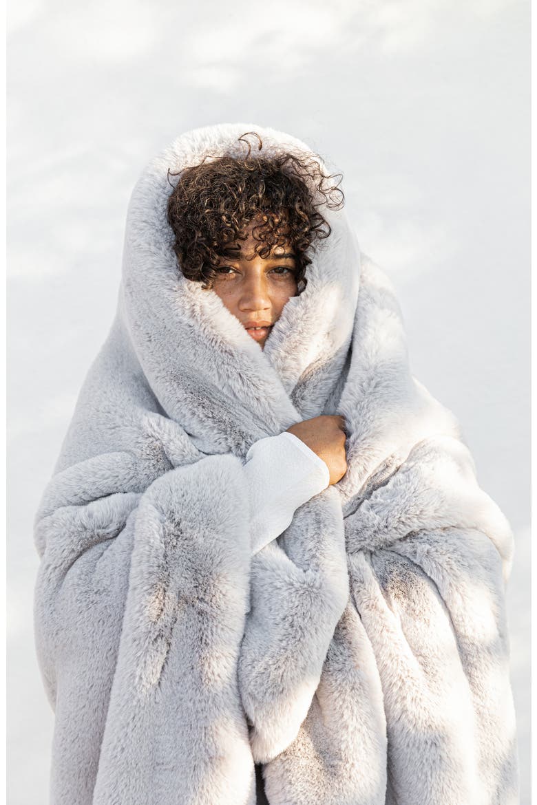 The Marshmallow 2.0 Medium Faux Fur Throw Blanket, Alternate, color, SILVER FOX