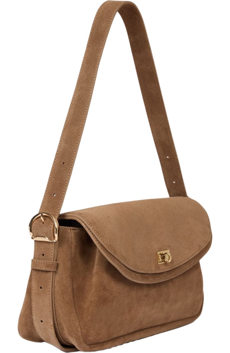 SANDRO Le Mambo suede leather bag, Alternate, color, Beige