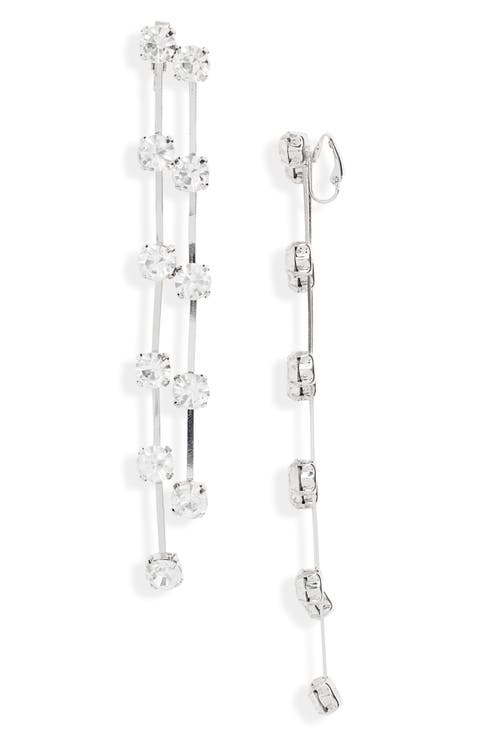 Two-Row Crystal Drop Clip-On Earrings