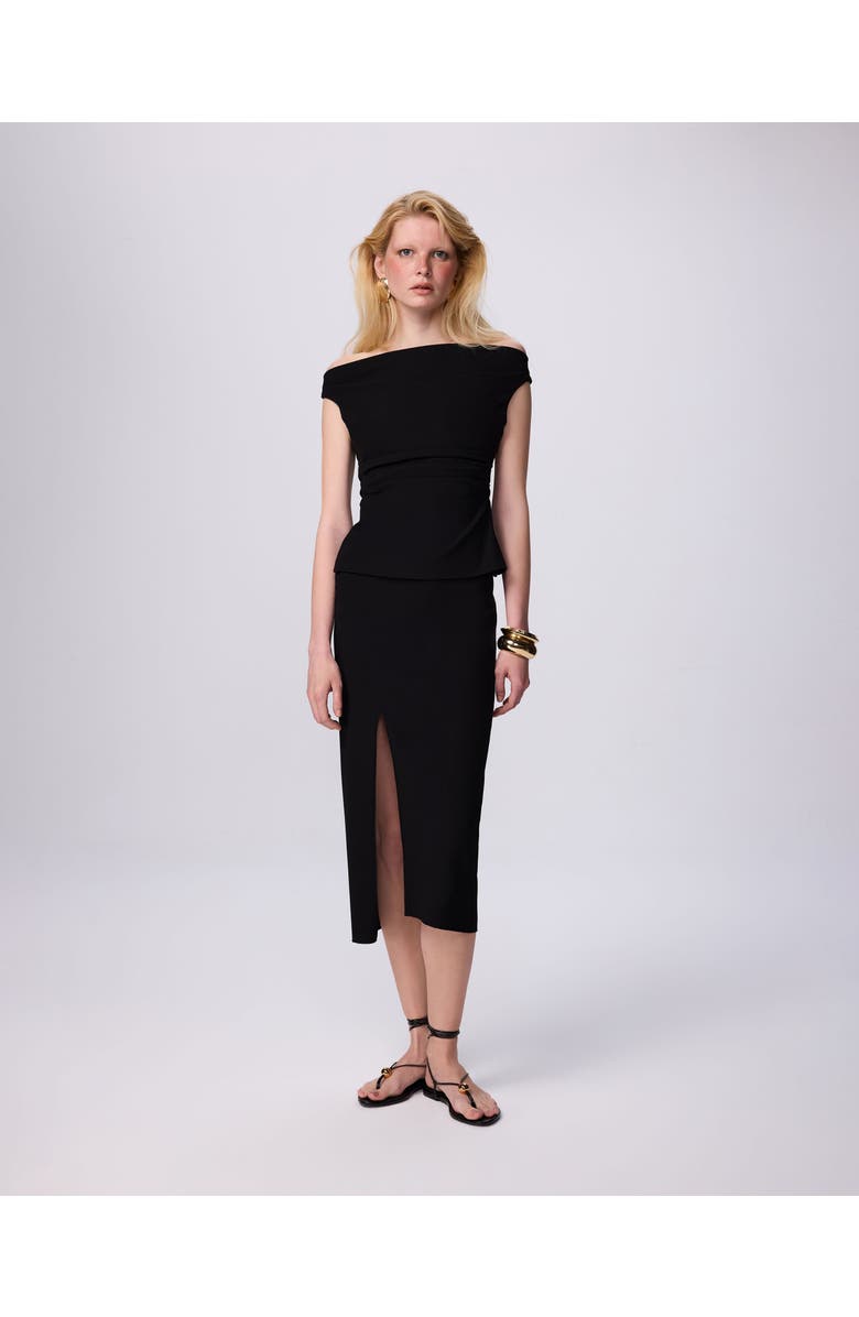 THEO The Label Thetis Techno Pencil Skirt, Main, color, Black