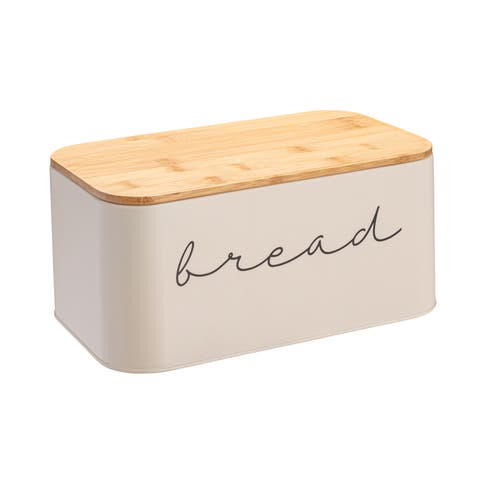 Metal "Bread" Bin with Wood Lid