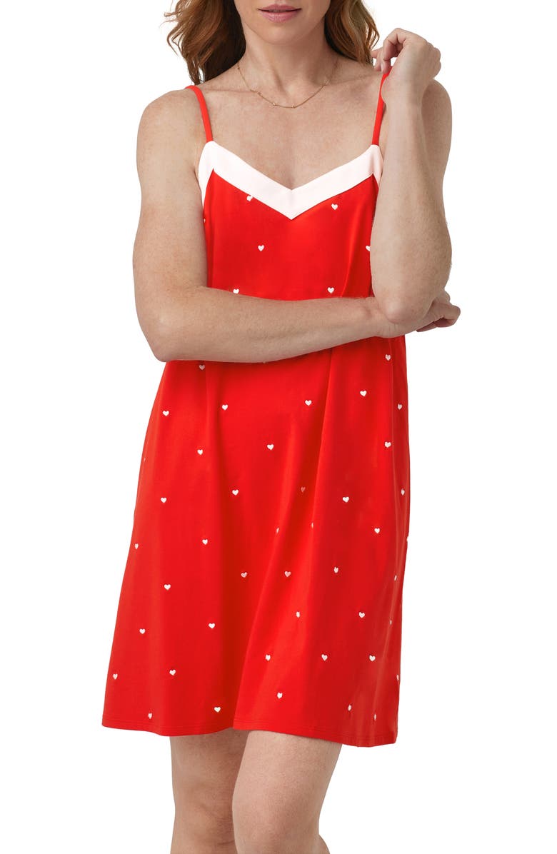 BedHead Pajamas Heart Print Stretch Organic Cotton Chemise, Alternate, color, 