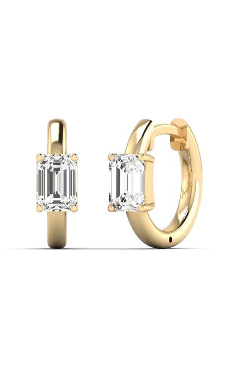 Emerald Center Lab Diamond Huggie in 14K Gold