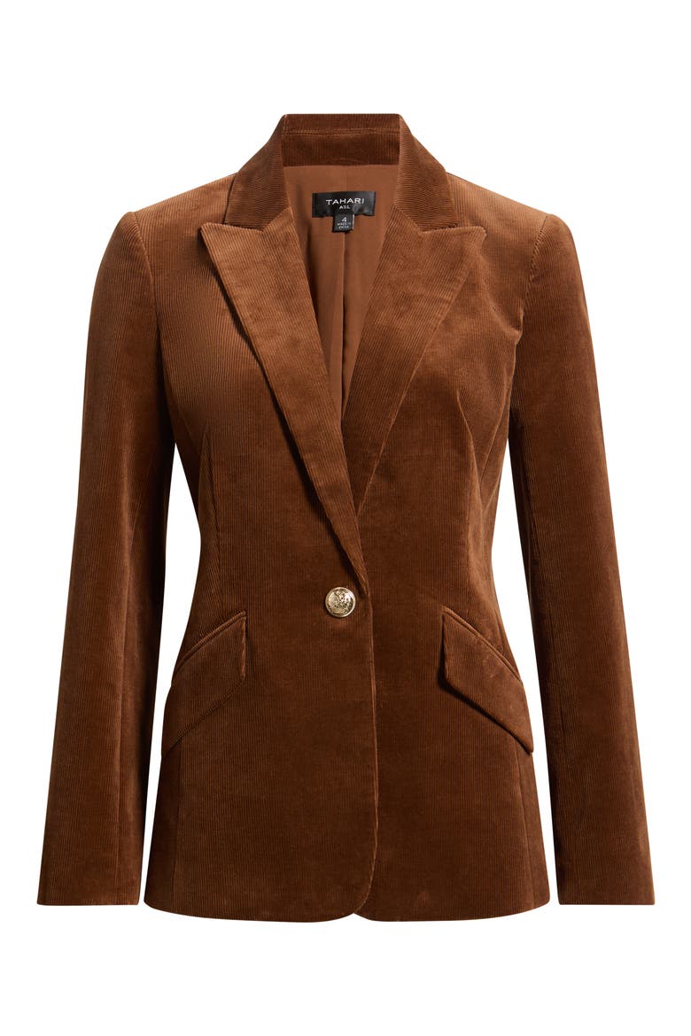 One-Button Corduroy Jacket, Alternate, color, LUGGAGE