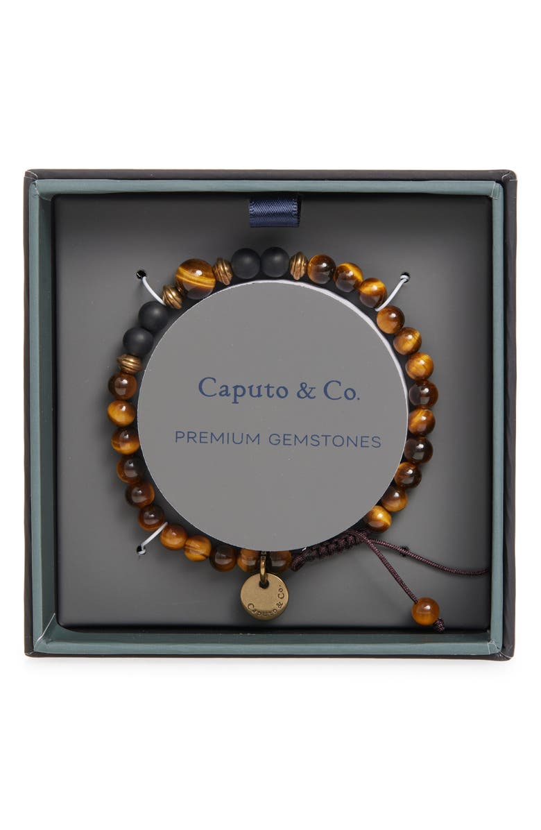 Caputo & Co. Men's Mantra Semiprecious Stone Bracelet, Main, color, Yellow Tiger Eye