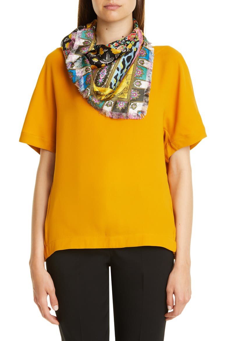 Foulard Reversible Silk Square Scarf, Main, color, GOLD