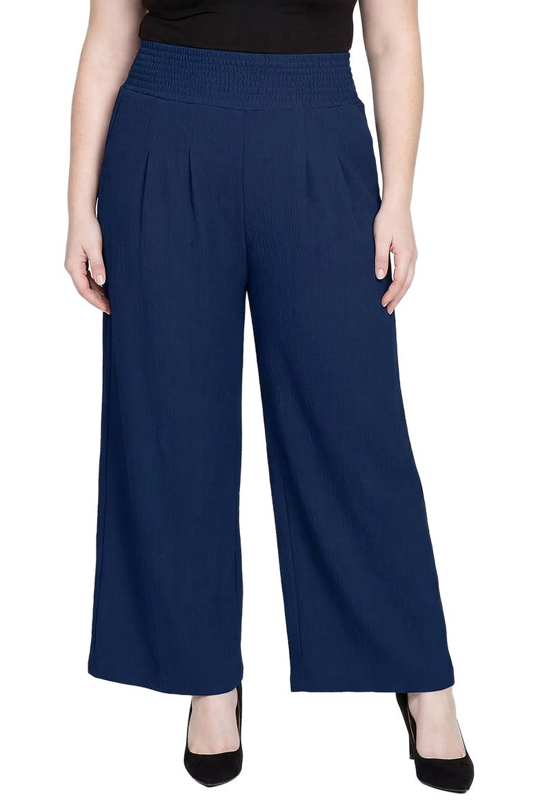 Smock Waist Wide Leg Pants, Main, color, NAVY