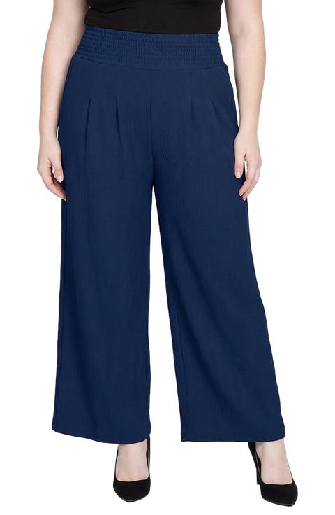 Smock Waist Wide Leg Pants (Plus)
