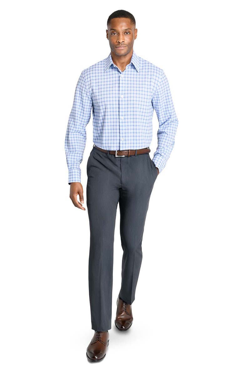 Regular Fit Plaid Performance Dress Shirt, Alternate, color, WHITE/ PURPLE