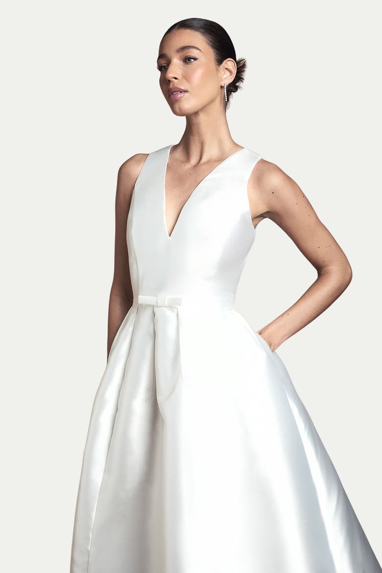 Midi Wedding Dress With Pockets, Alternate, color, Ivory