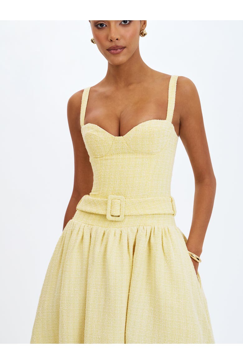 Tiana Sweetheart Belted Midi Dress, Alternate, color, Yellow