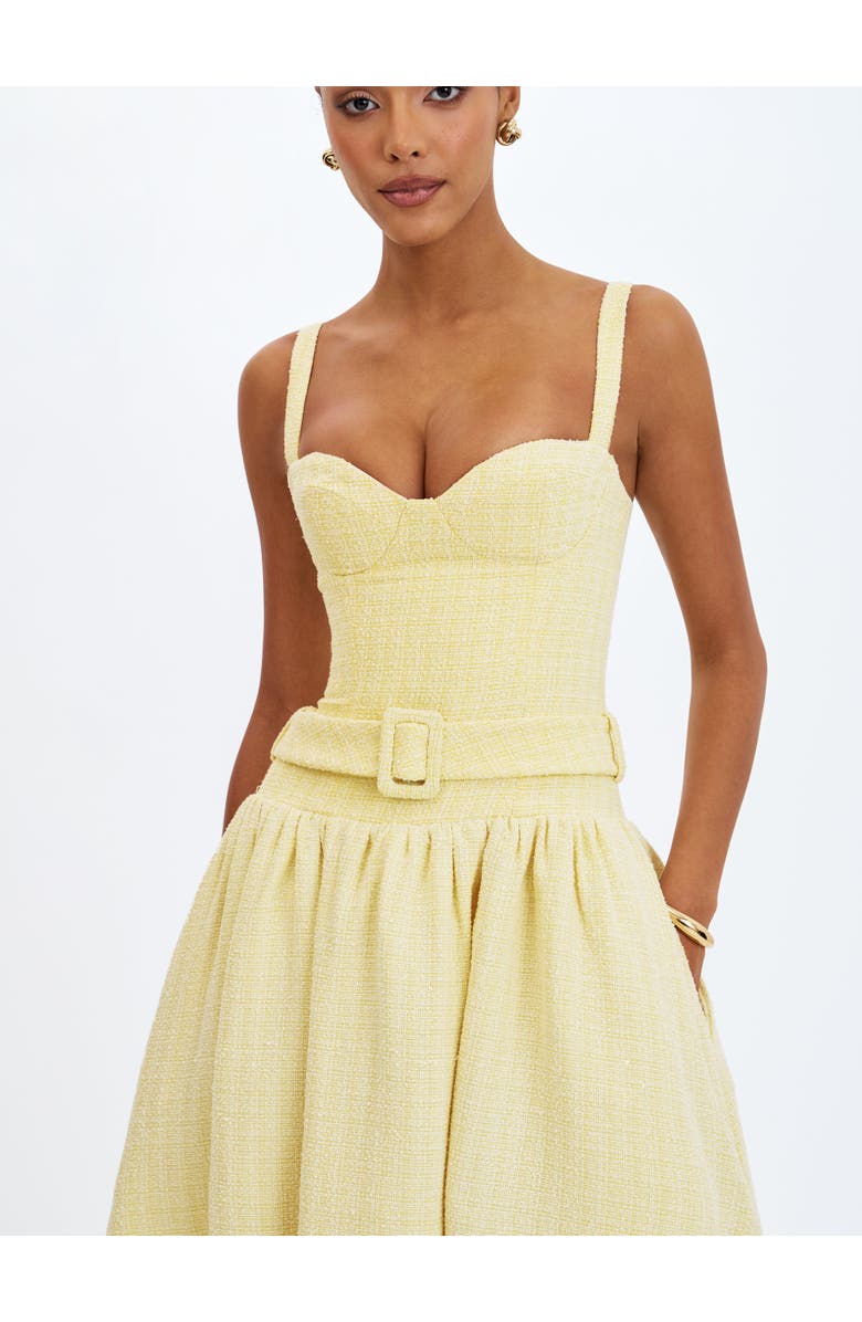 Miss Circle Tiana Sweetheart Belted Midi Dress, Alternate, color, Yellow