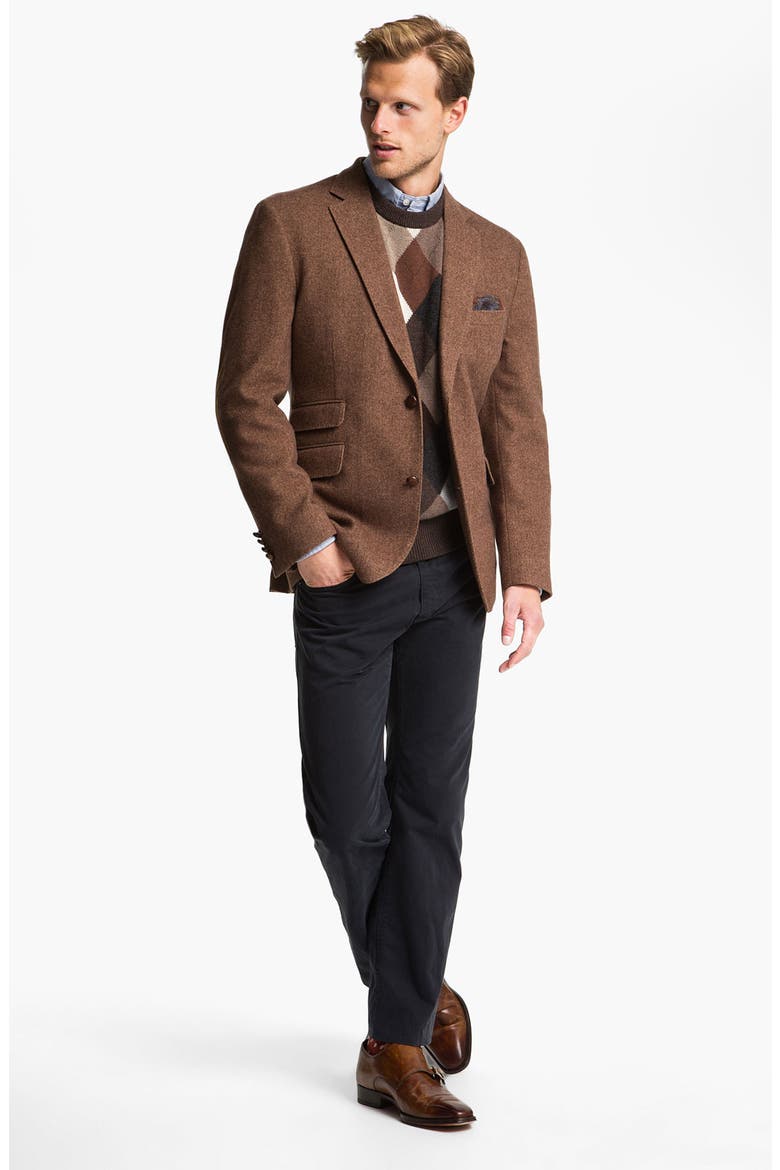 MacAlan Diamond Front Cashmere Sweater, Alternate, color, BROWN MULTI