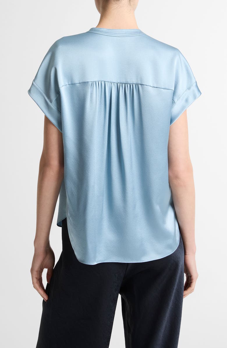 Vince Shirred Detail Silk Top, Alternate, color, Del Mar