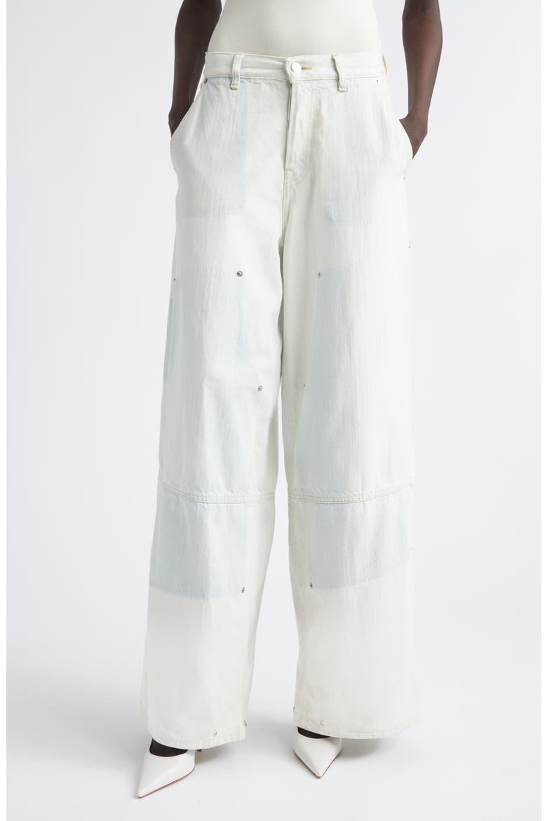 Legacy Rivet Embellished Wide Leg Jeans, Main, color, BLEACH SHADOW