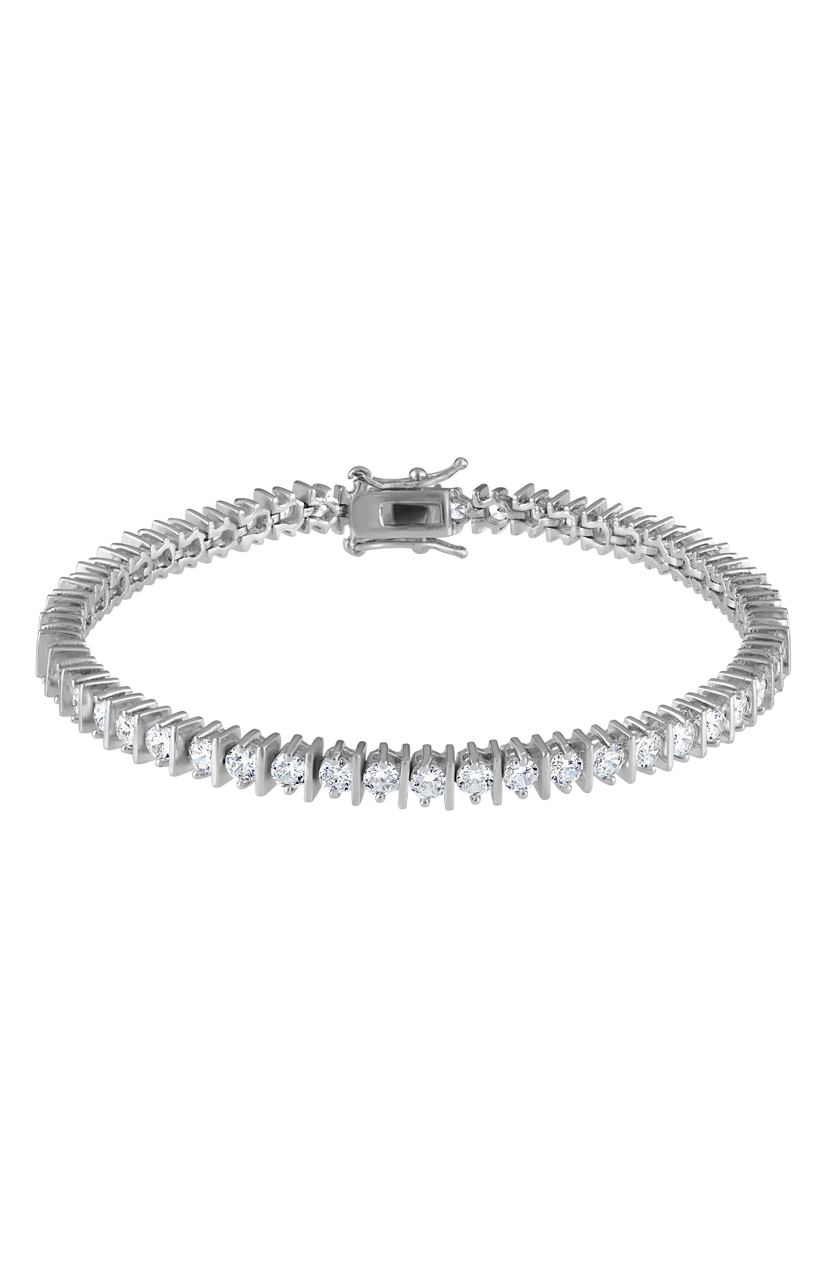 FZN Sterling Silver Cubic Zirconia Tennis Bracelet