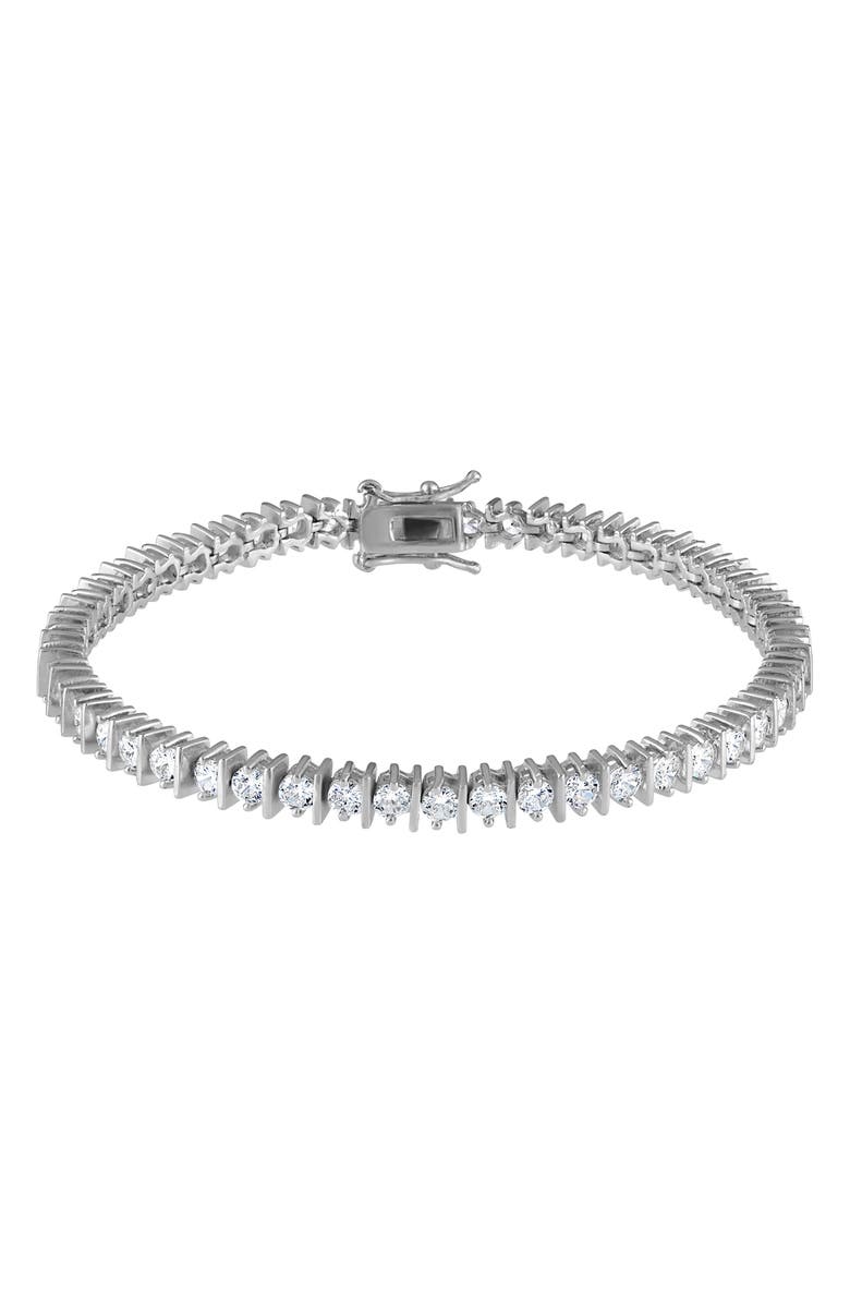 FZN Sterling Silver Cubic Zirconia Tennis Bracelet, Main, color, Silver