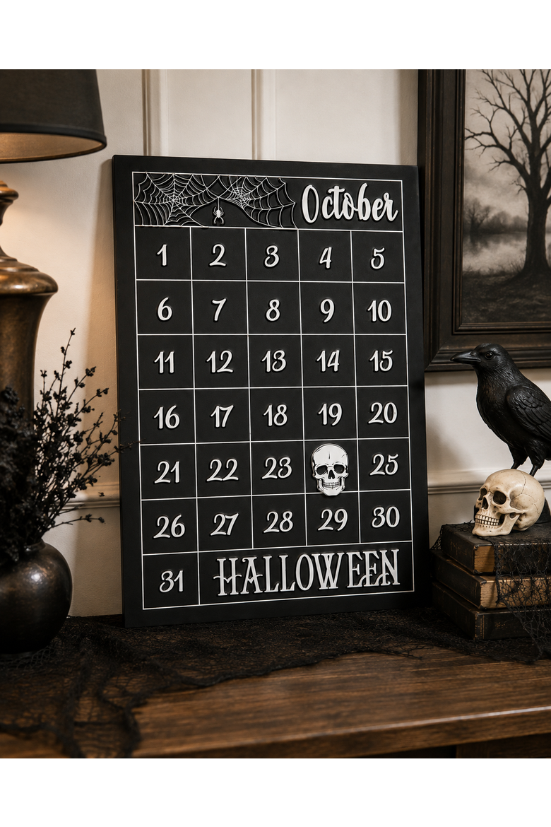 Halloween Iron Countdown Calendar 11" x 16", Alternate, color, Black