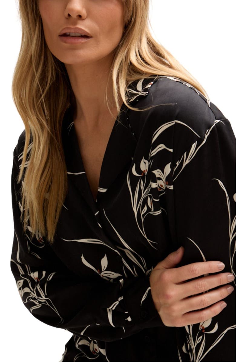 LILY AND LIONEL Lillibet Large Floral Print Shirt, Alternate, color, Black