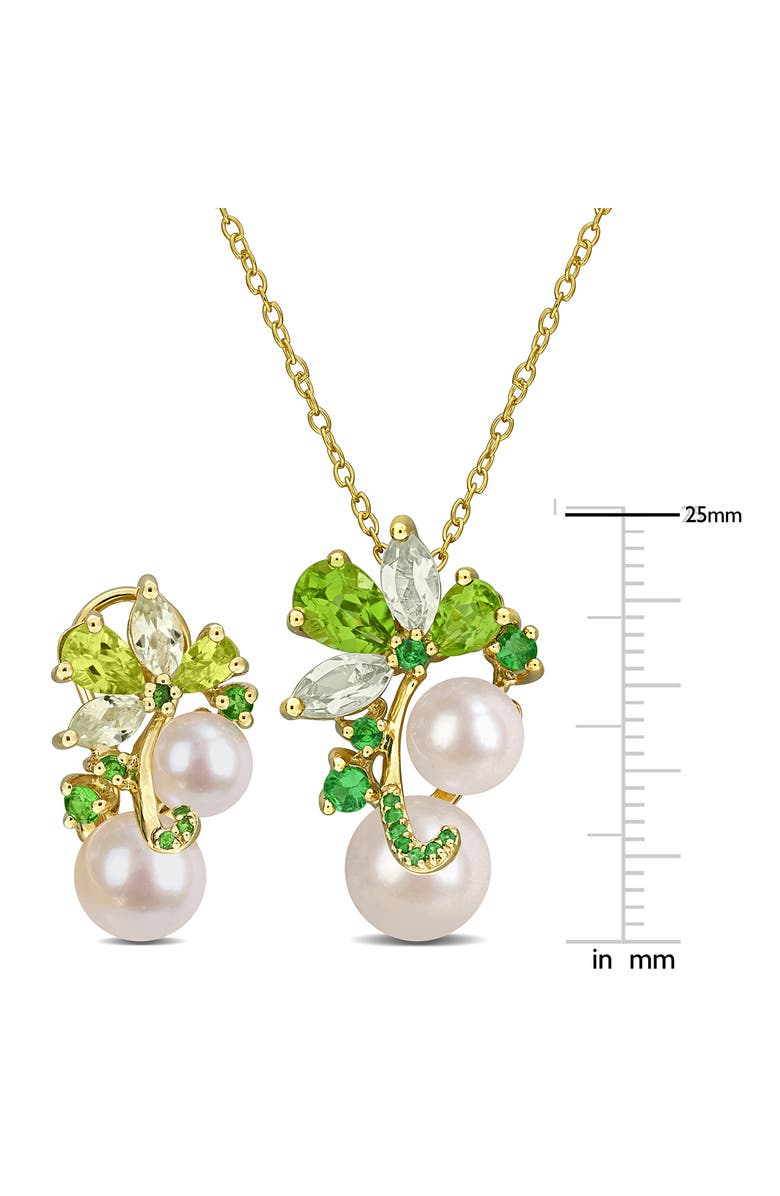 DELMAR Semiprecious Stone & Cultured Pearl Pendant Necklace & Stud Earrings Set, Alternate, color, 