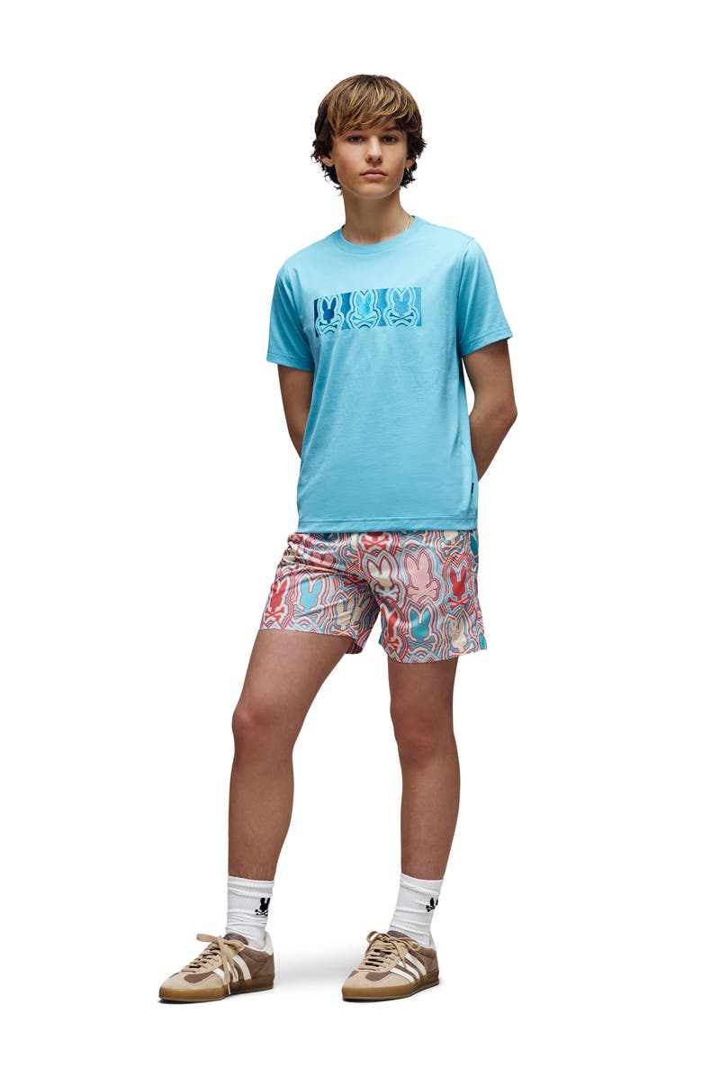 Psycho Bunny Kids' Chuck Swim Trunks, Alternate, color, White Cap Gray