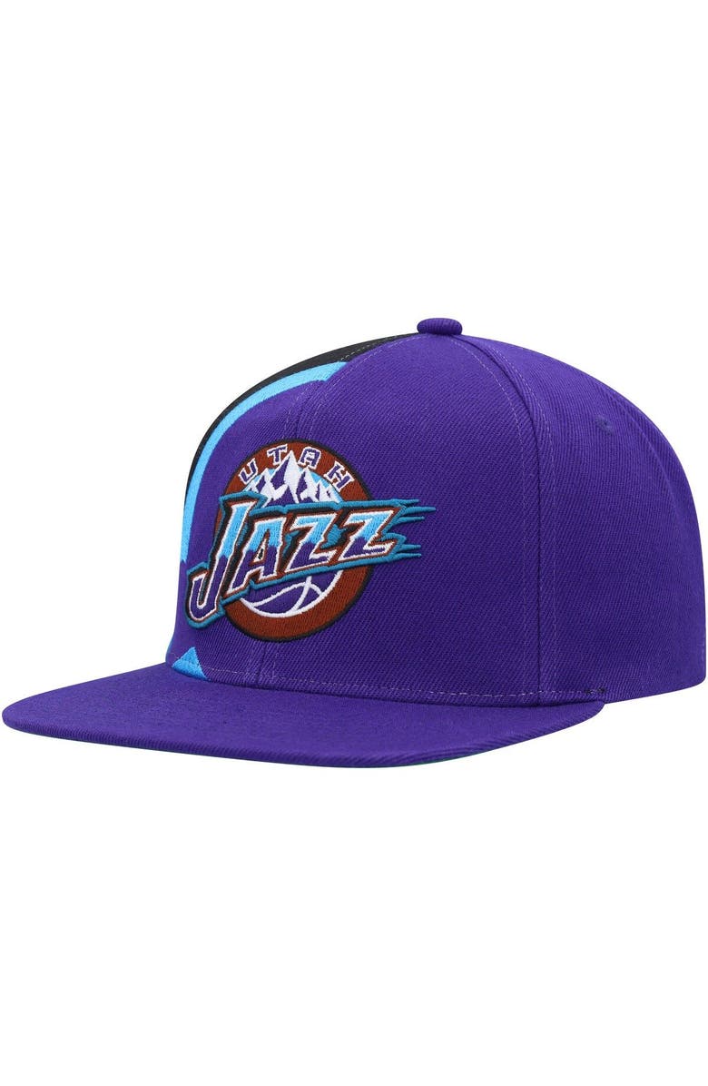 Mitchell & Ness Men's Mitchell & Ness Purple Utah Jazz Hardwood Classics Retroline Snapback Hat, Main, color,