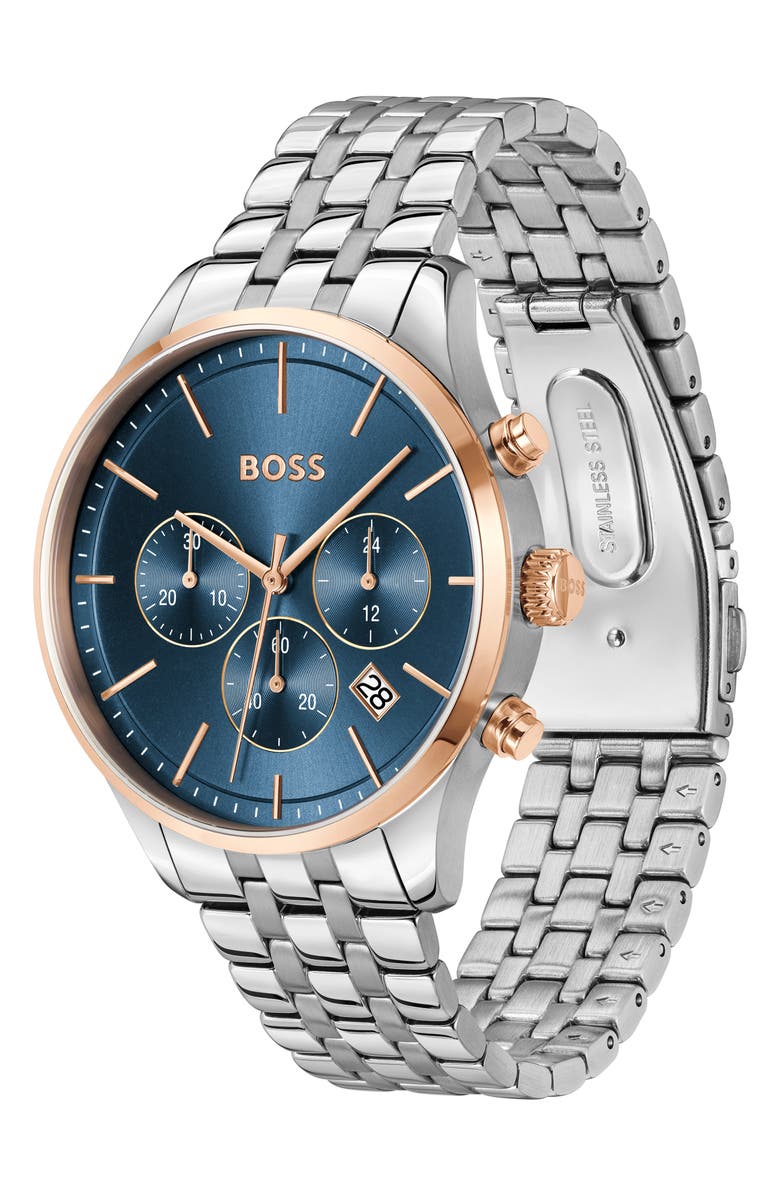 BOSS Avery Chronograph Bracelet Watch, 42mm, Alternate, color, Blue