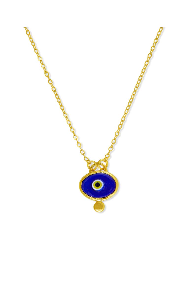 Ottoman Hands Alara Evil Eye Pendant Necklace, Main, color, Navy