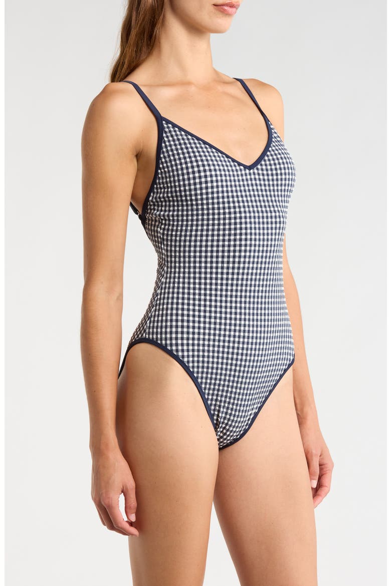 High Cut One-Piece Swimsuit, Alternate, color, NAVY MOOD