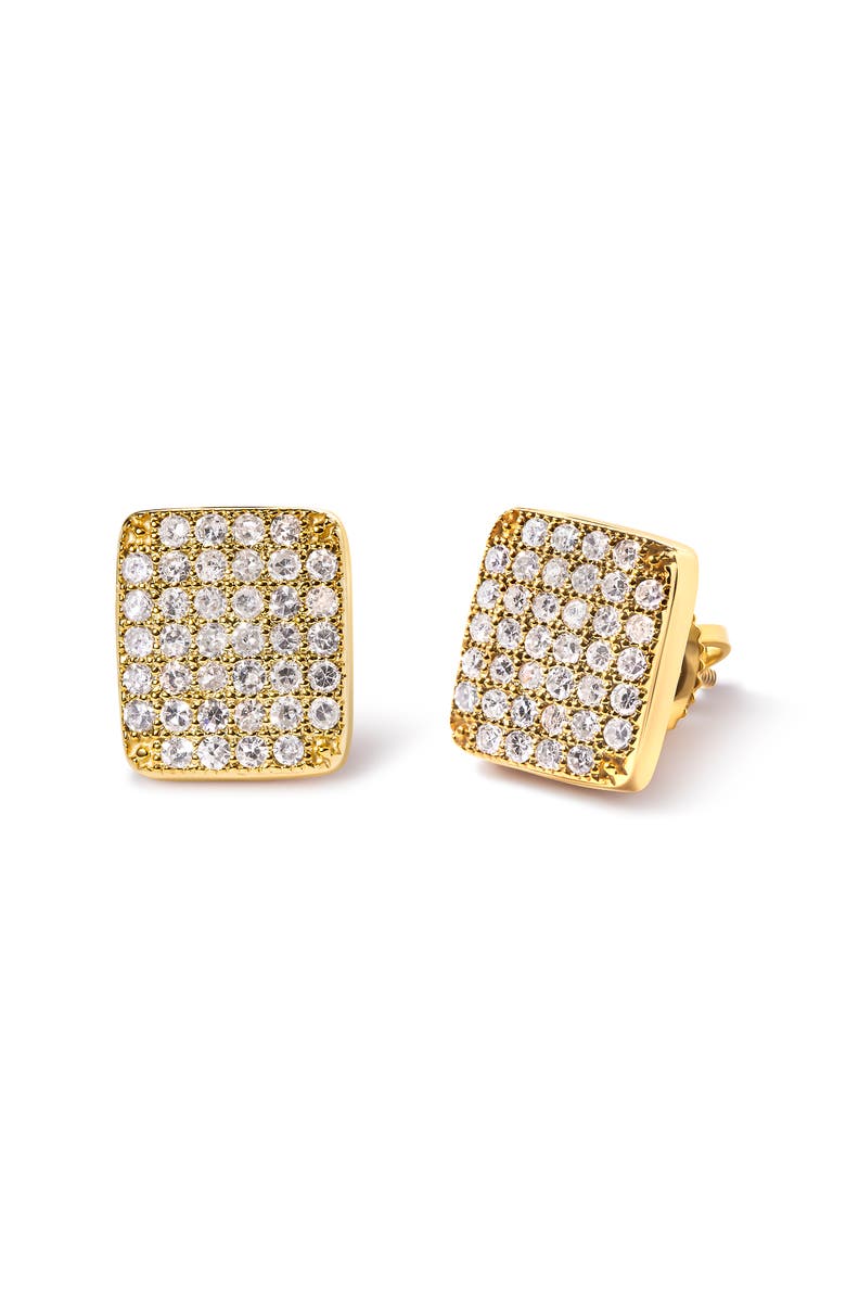Haus of Brilliance 14K Yellow Gold 1/2 Ct Diamond Square Shaped Composite Cluster Stud Earrings, Alternate, color, Yellow