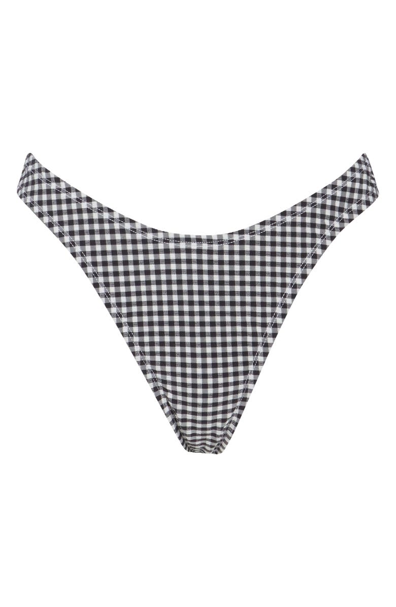 Good American Gingham High Leg Bikini Bottoms, Alternate, color,