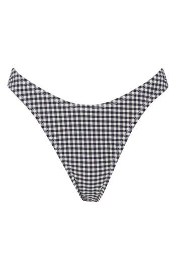 Good American Gingham High Leg Bikini Bottoms