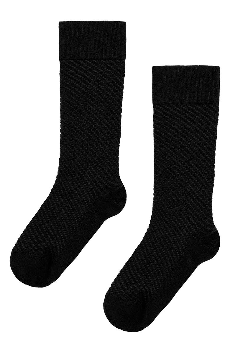 Wolford Dot Virgin Wool Blend Crew Socks, Alternate, color, Black