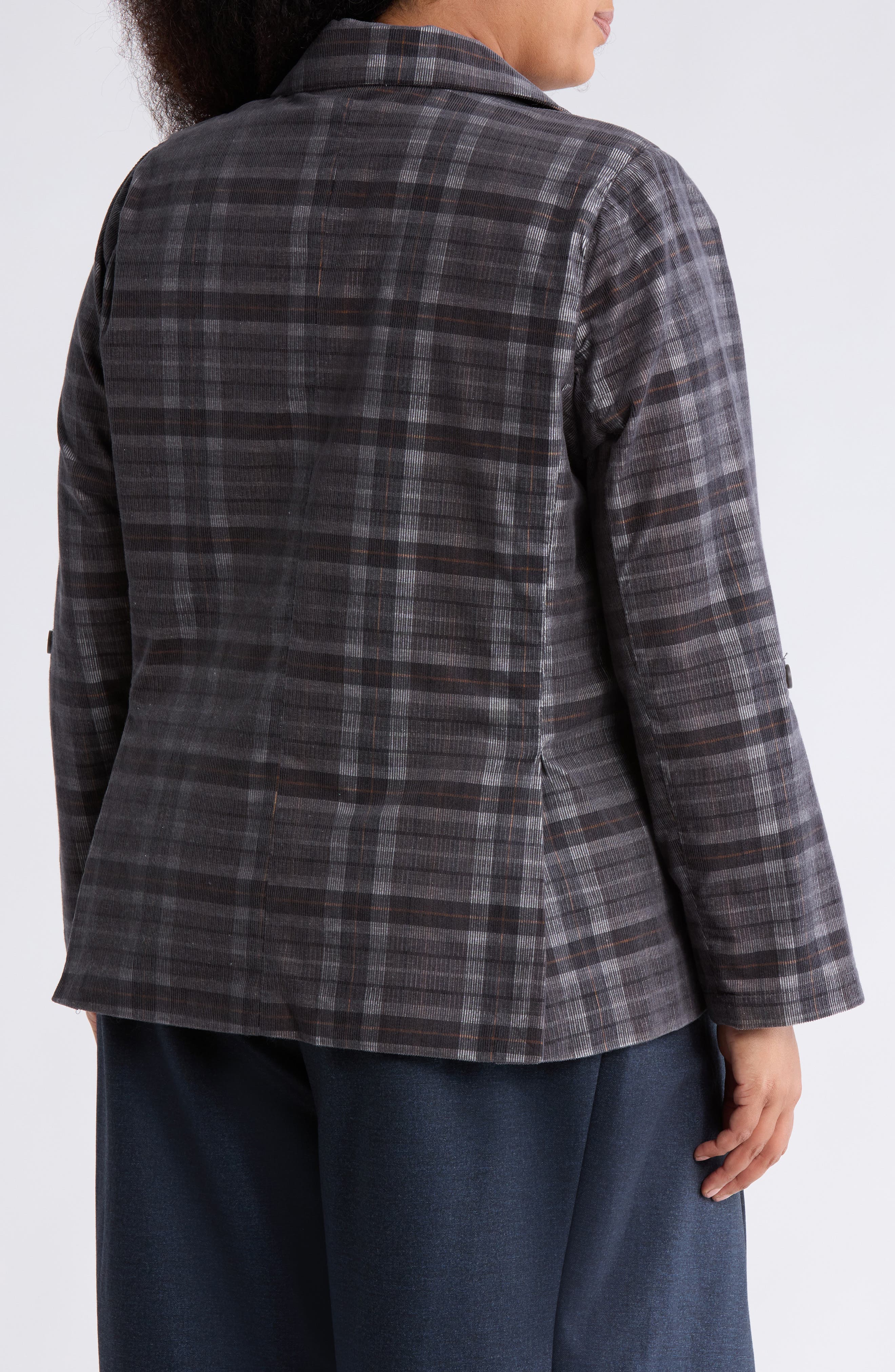Plaid Corduroy Roll Tab Blazer - image 2