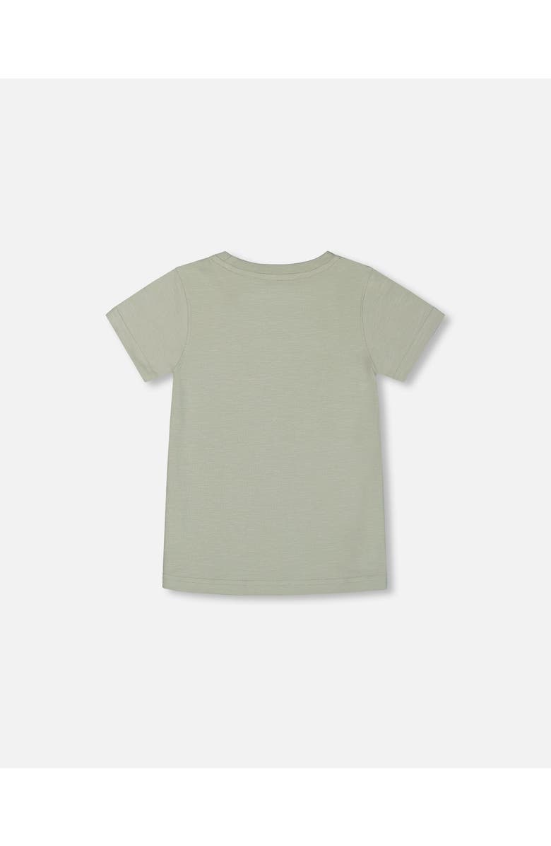 Deux par Deux Little Boy's Short Sleeve Organic Cotton Graphic Tee Sage And Multi, Alternate, color, Sage And Multi