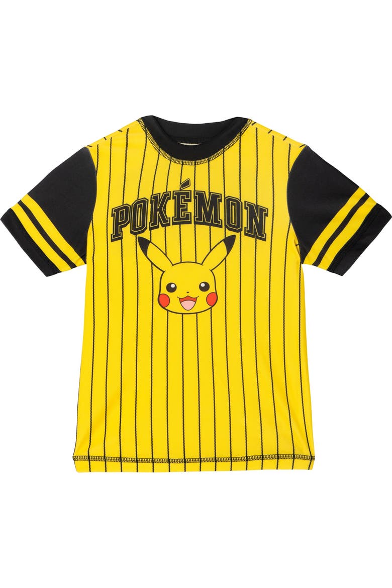 2-Piece Swimwear Rash Guard and Swim Trunks Set UPF 50+, Alternate, color, Pikachu Black Yellow