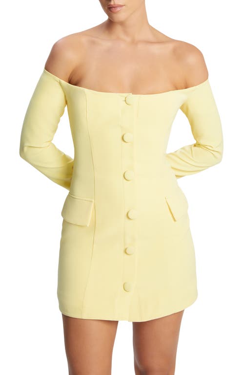 Bardot Iria Long Sleeve Button-up Minidress In Canary Yellow