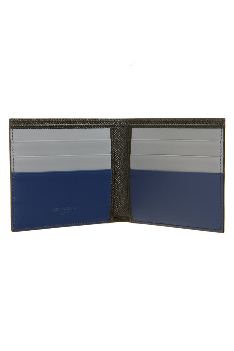Dauphine Leather Bifold Wallet, Alternate, color, 8F701 NERO/ BLU NOTTE