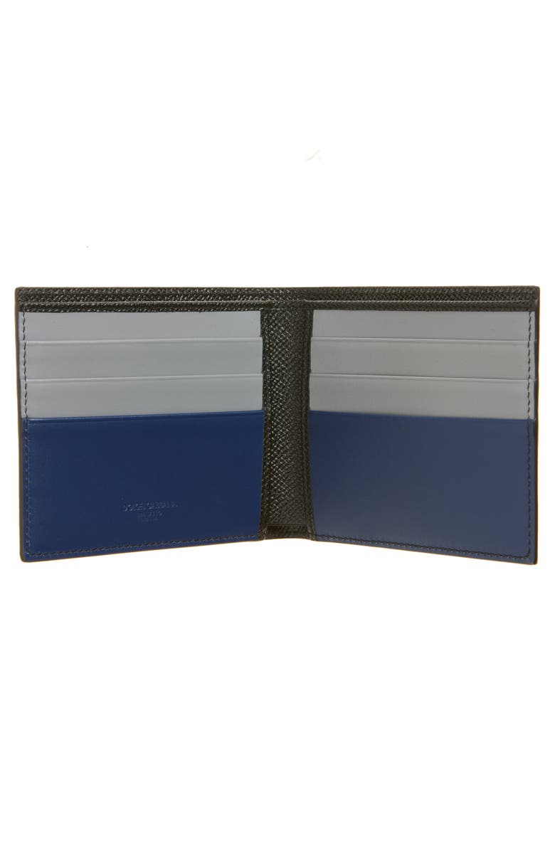 Dolce&Gabbana Dauphine Leather Bifold Wallet, Alternate, color, 8F701 Nero/ Blu Notte