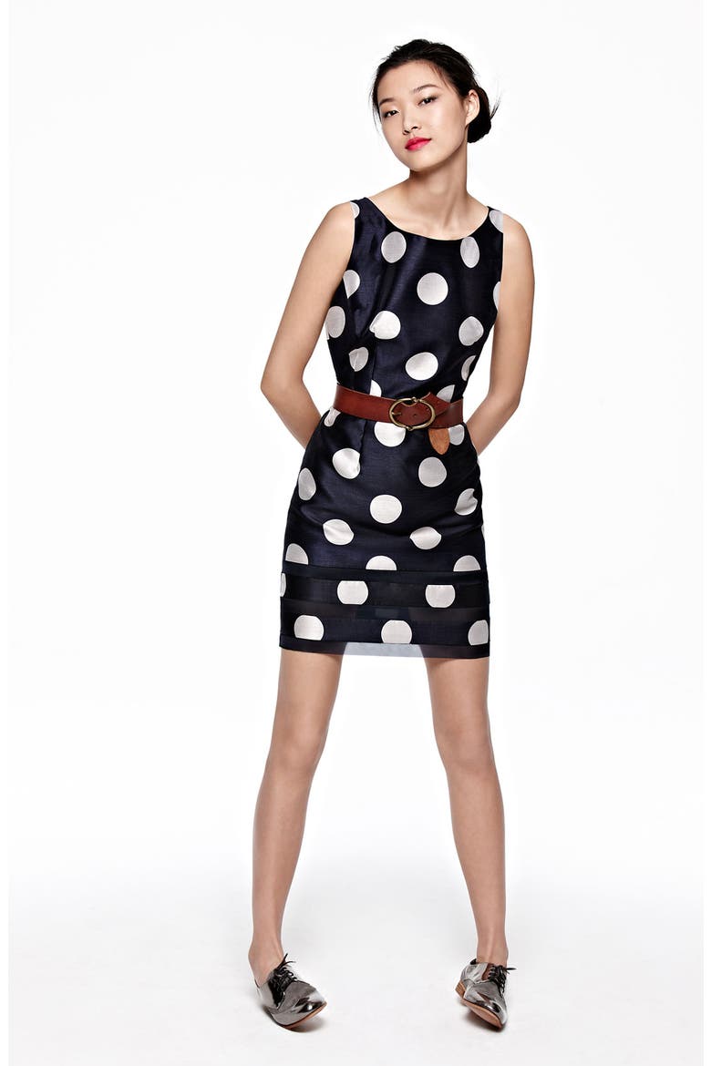 Polka Dot Sheath Dress, Alternate, color, BLACK/ SILVER