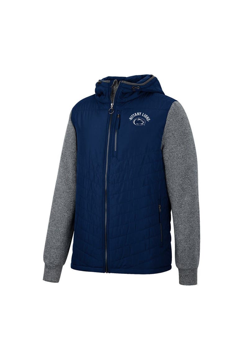 Men's Colosseum Navy Penn State Nittany Lions Course Herringbone Full-Zip Hoodie, Alternate, color, Navy