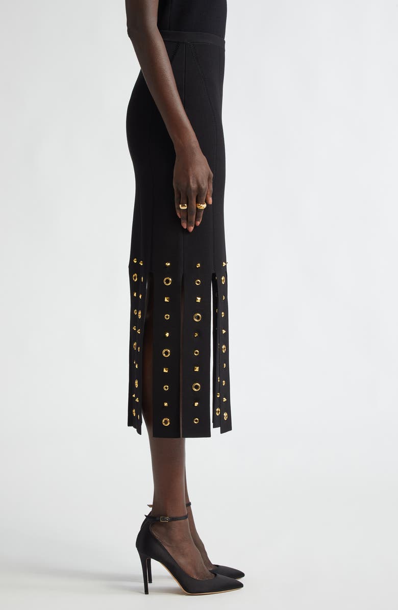 ST. JOHN Grommet Studded Car Wash Knit Skirt, Alternate, color,