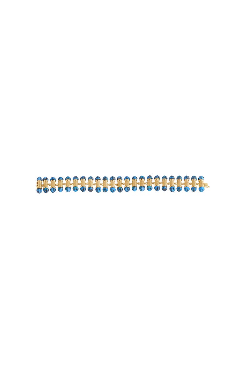 Twisted Rays Design Turquoise Gemstone Yellow Gold Plated Silver Women Bracelet, Alternate, color, 14KT Gold Vermeil on Sterling