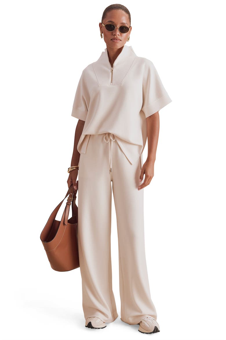 x Cellajaneblog Scuba Knit Wide Leg Sweats, Alternate, color, PORCELAIN BEIGE